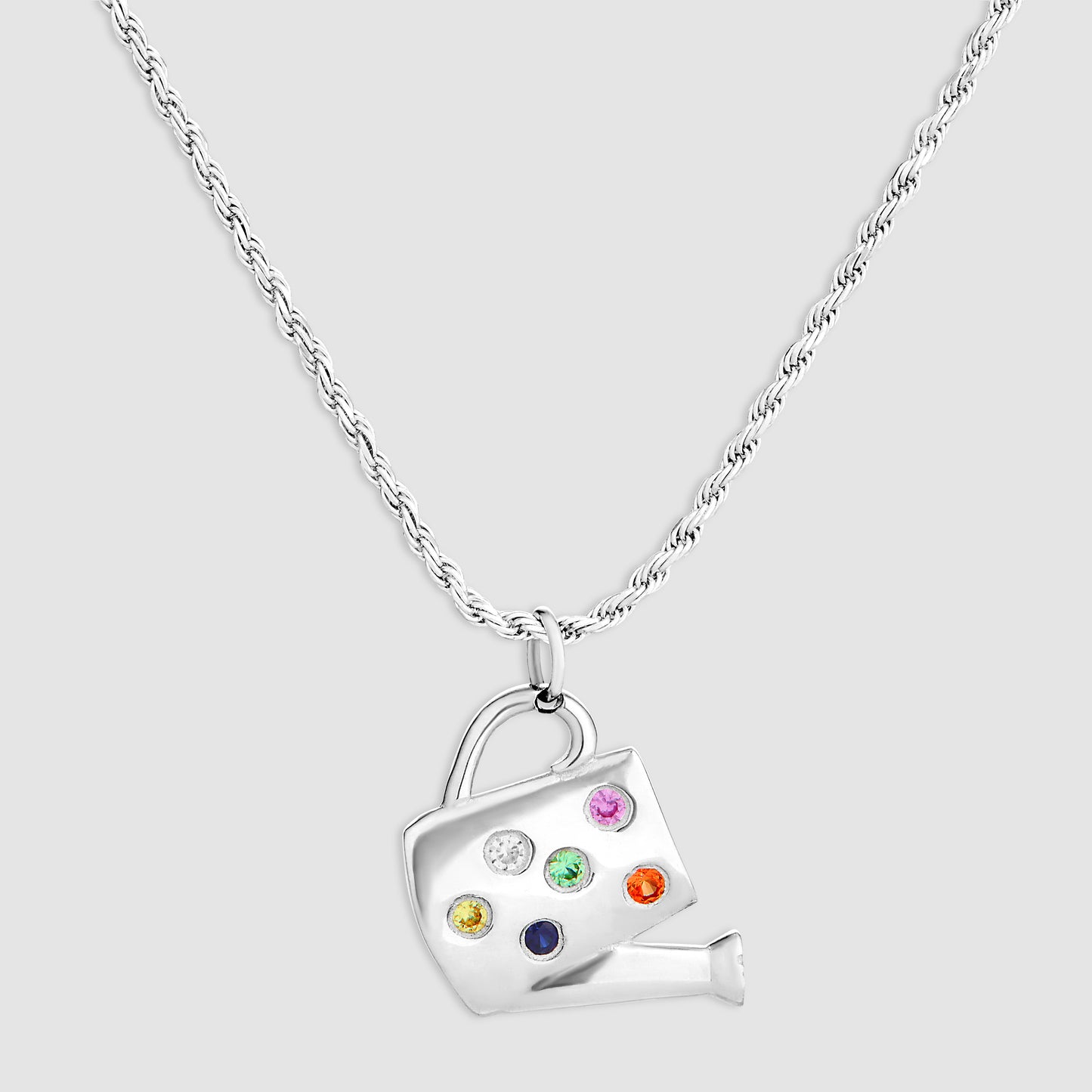 Watering Can Pendant - Multi - Silver