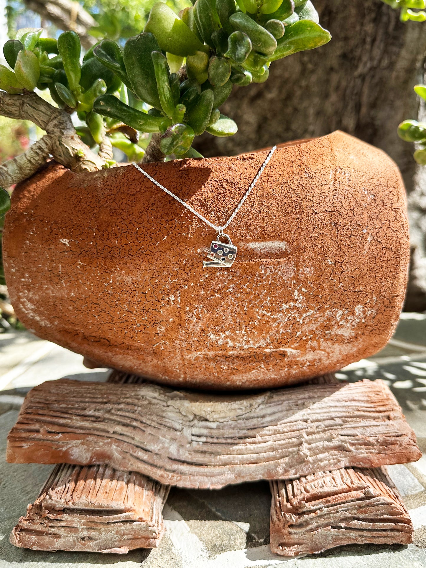 Watering Can Pendant - Multi - Silver