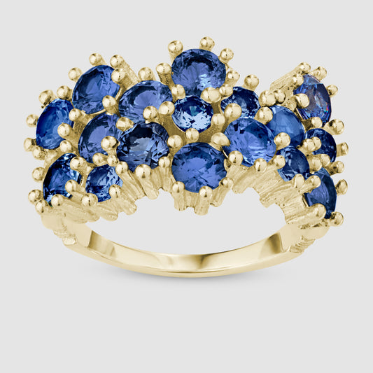 Wild Flower Ring - Blue - Gold