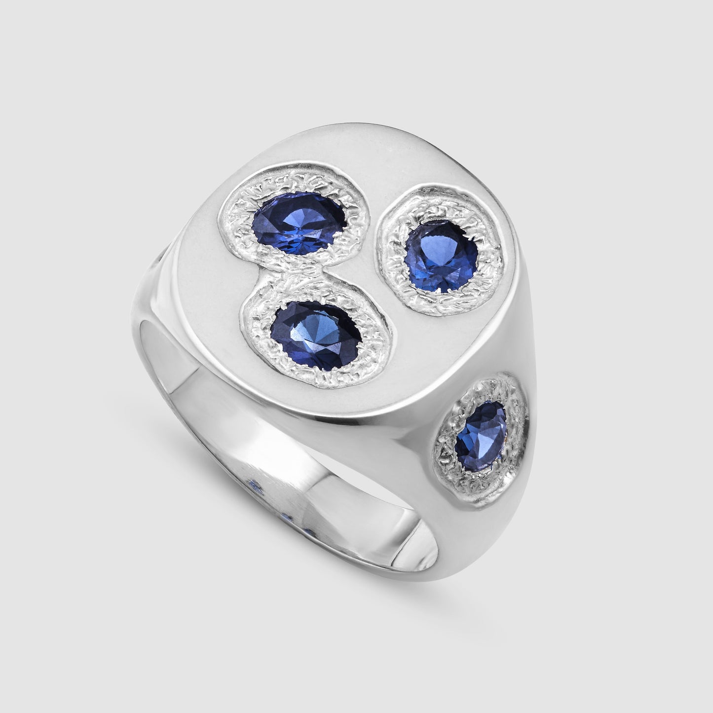 Oval Chloroplast Signet - Blue - Silver