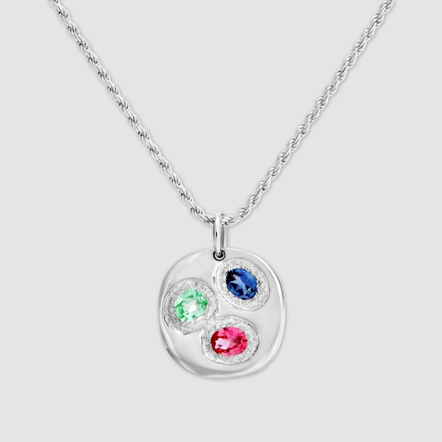 Oval Chloroplast Pendant - Multi - Silver