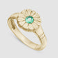 Flower Press Ring - Green - Gold