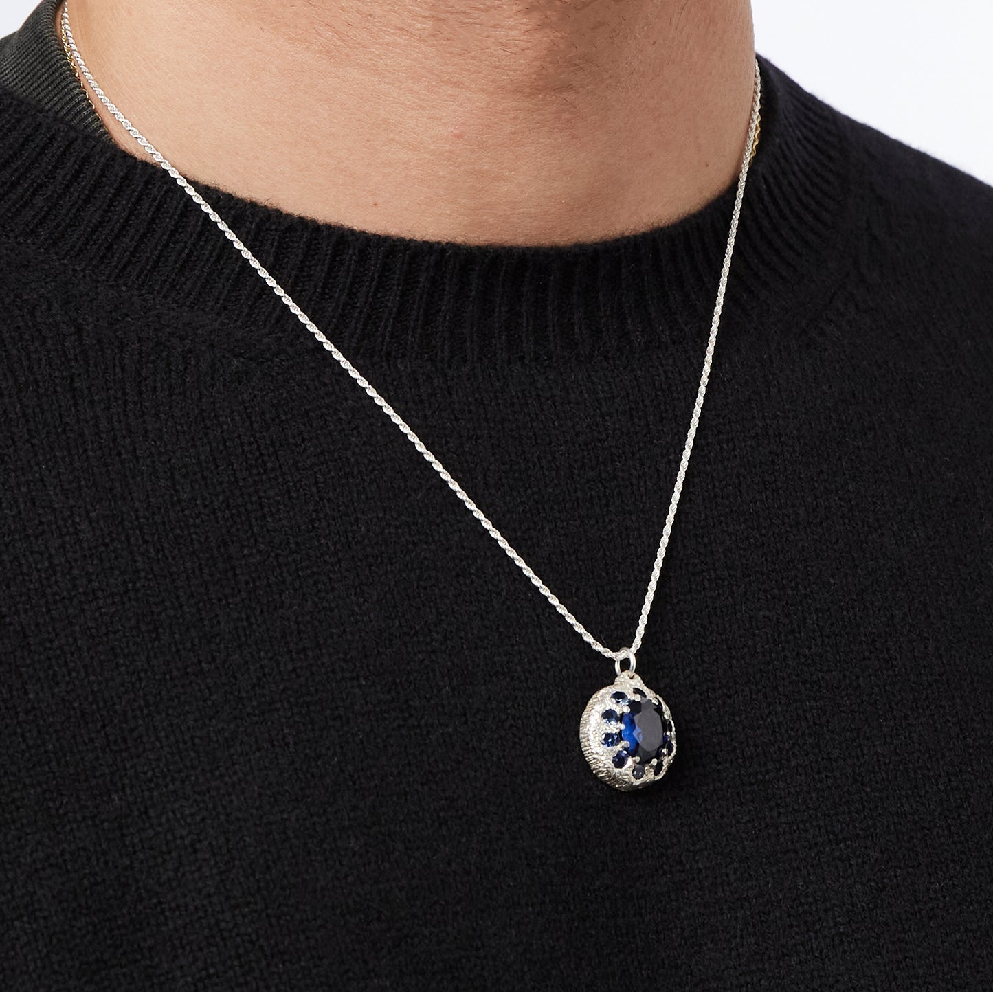 The Burnham Pendant - Blue - Silver