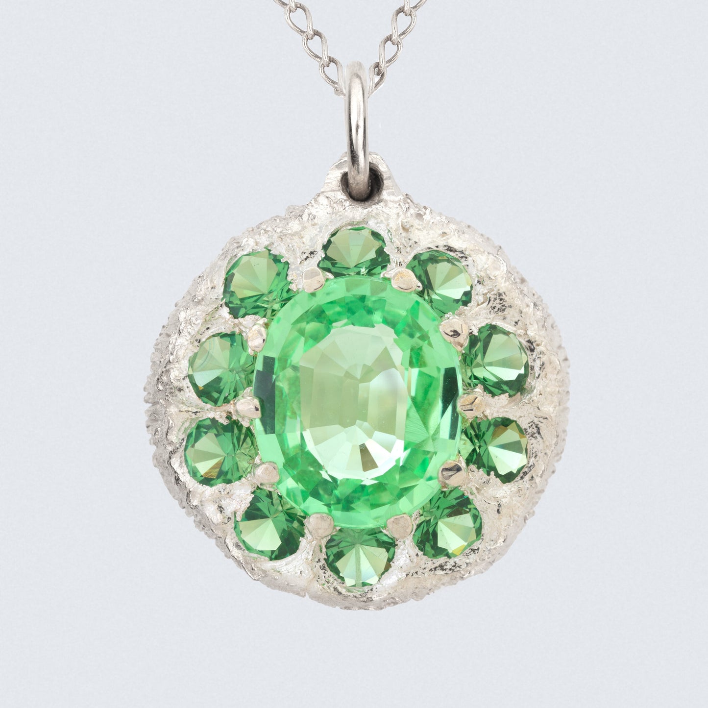 The Burnham Pendant - Green - Silver