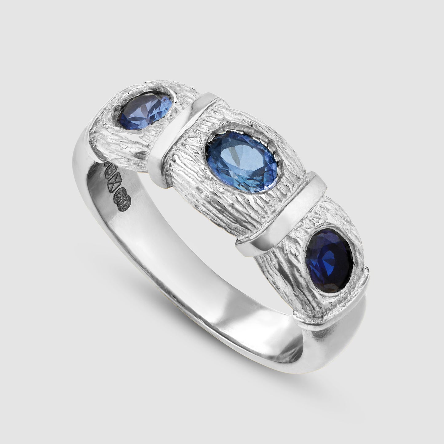 Window Box Ring - Blue - Silver