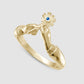 A Flower with Love Ring - Blue -  Gold