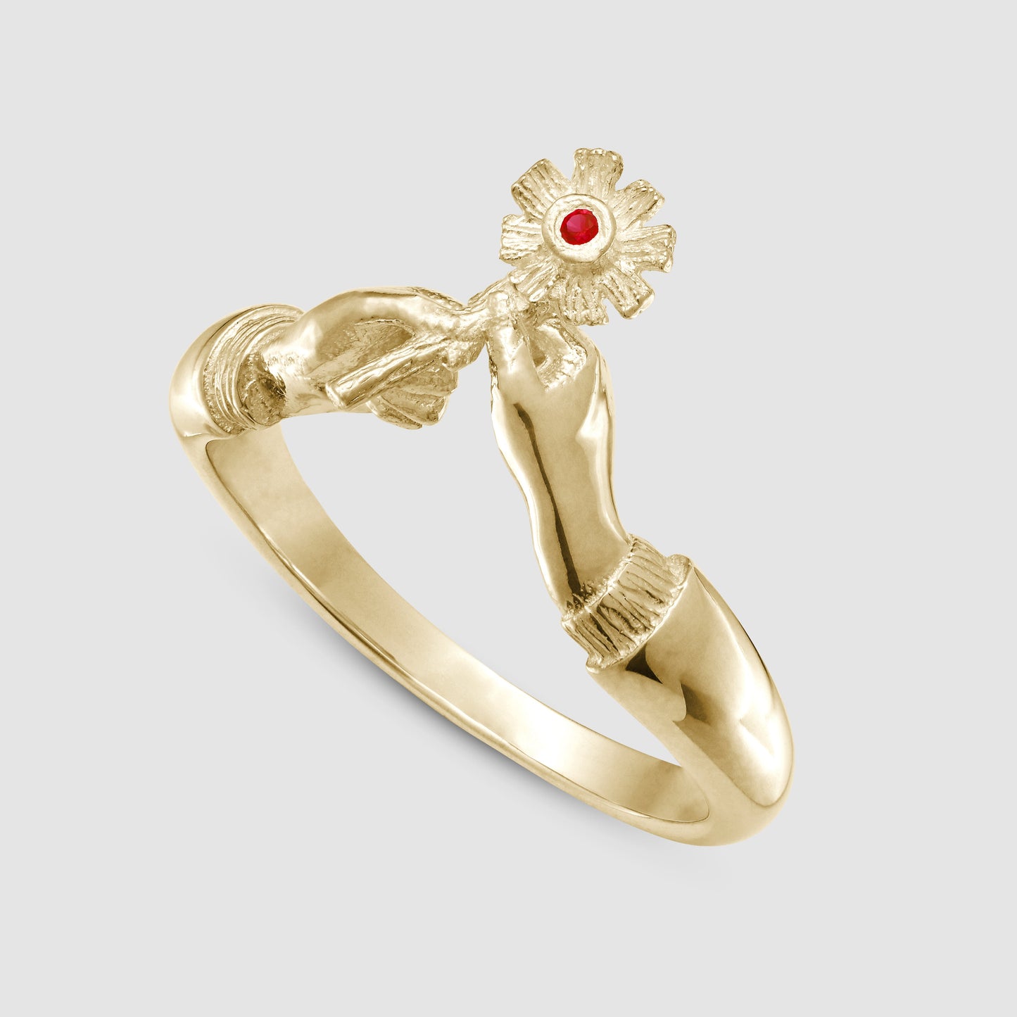 A Flower with Love Ring - Red -  Gold