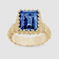 Baguette Cut Bound Willow Ring - Blue - Gold