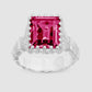 Baguette Cut Bound Willow Ring - Pink - Silver