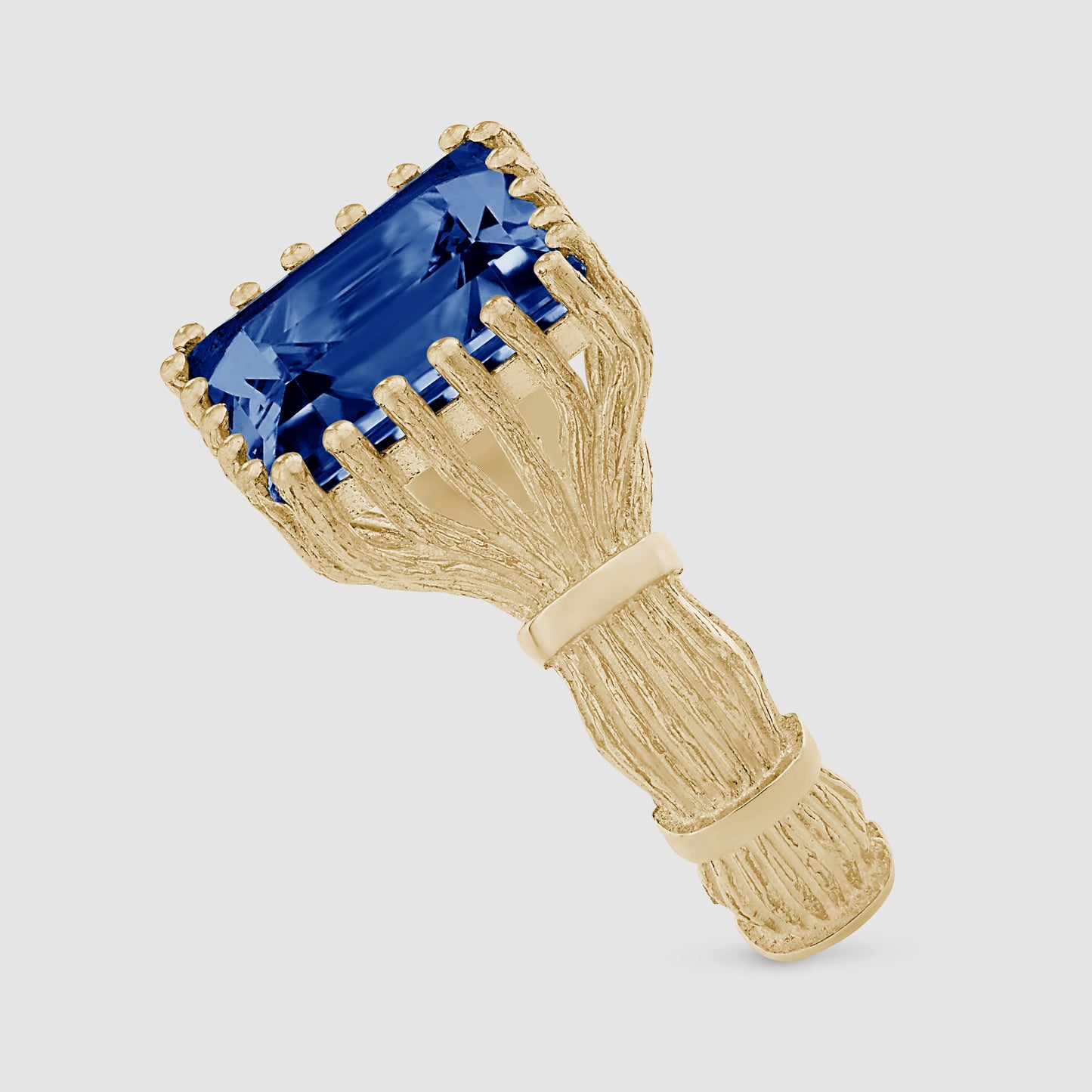 Baguette Cut Bound Willow Ring - Blue - Gold