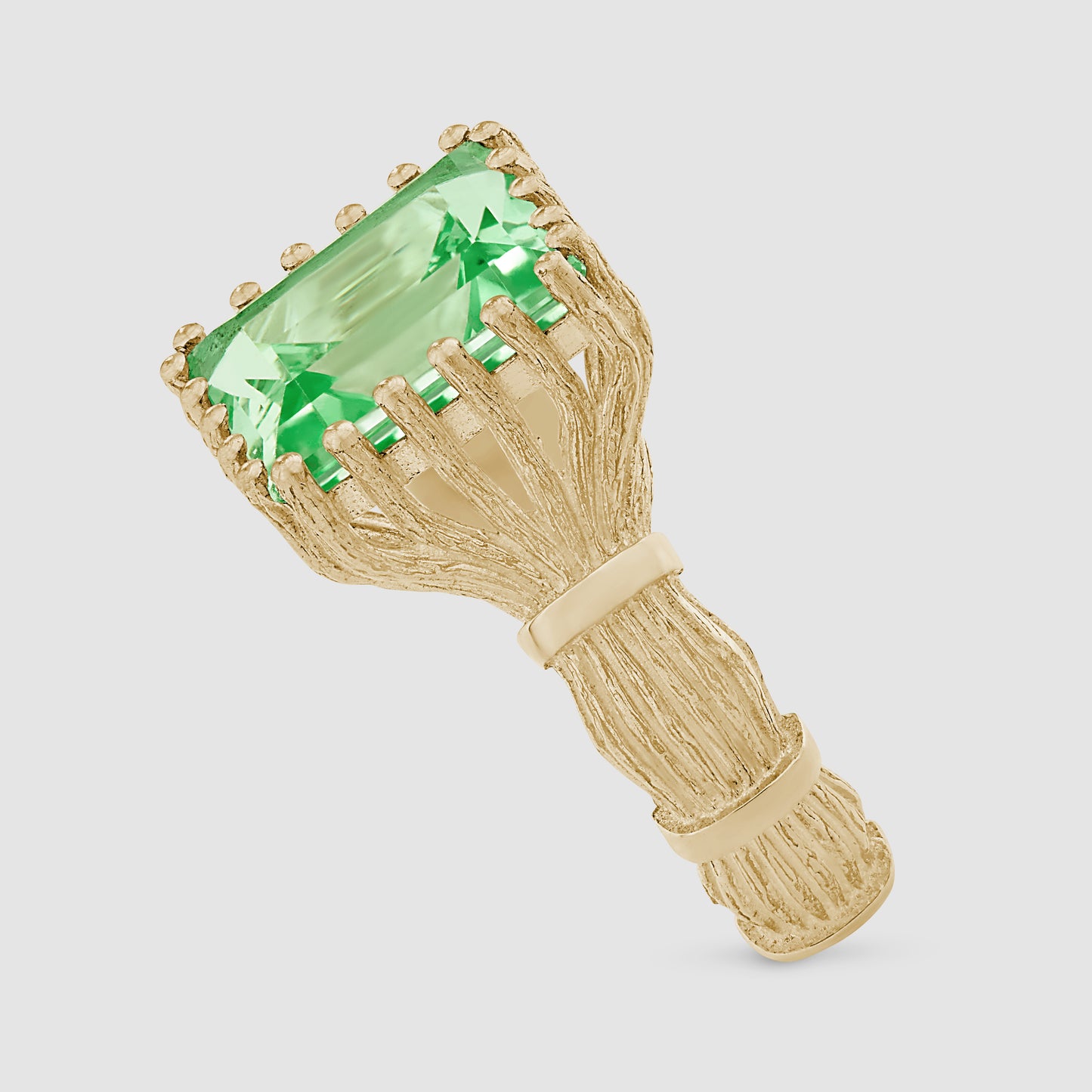 Baguette Cut Bound Willow Ring - Green - Gold