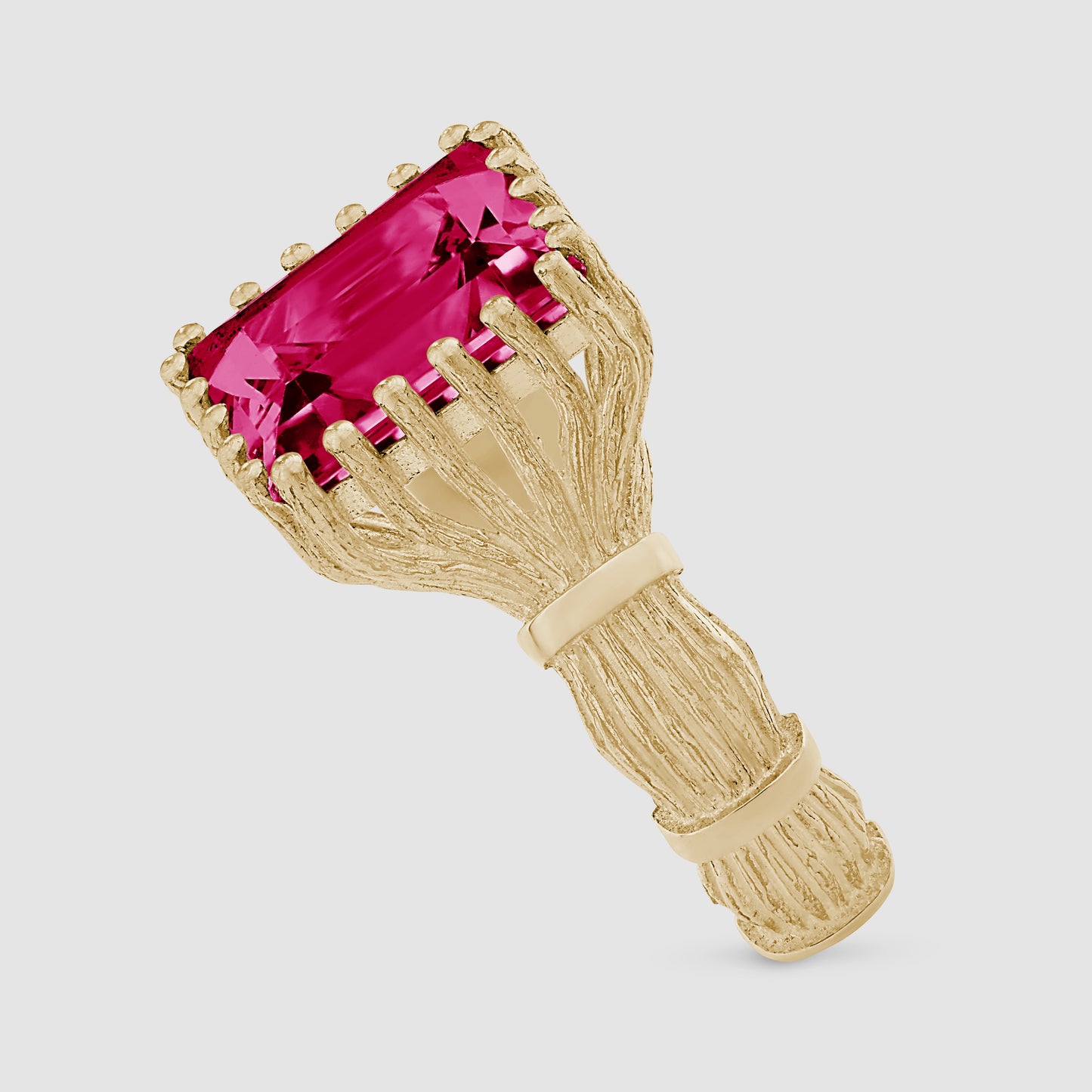 Baguette Cut Bound Willow Ring - Pink - Gold