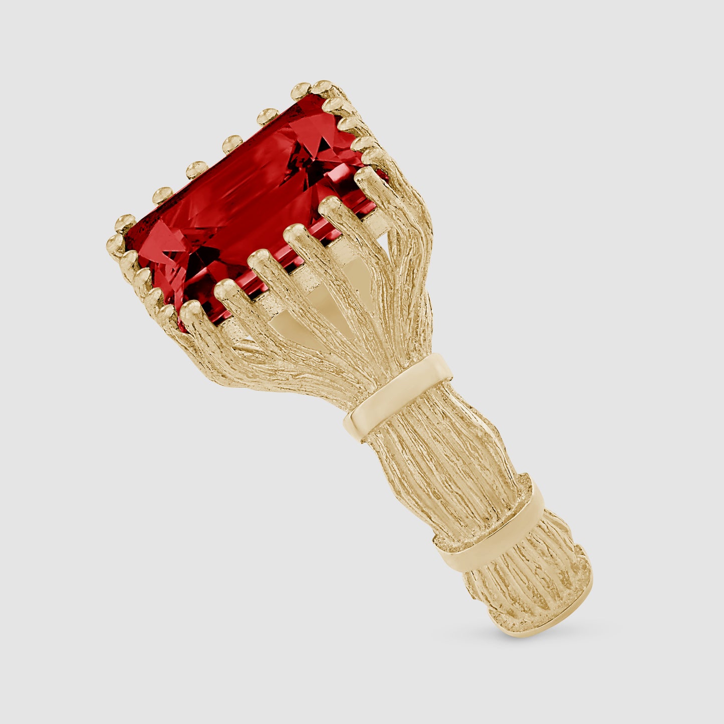 Baguette Cut Bound Willow Ring - Red - Gold
