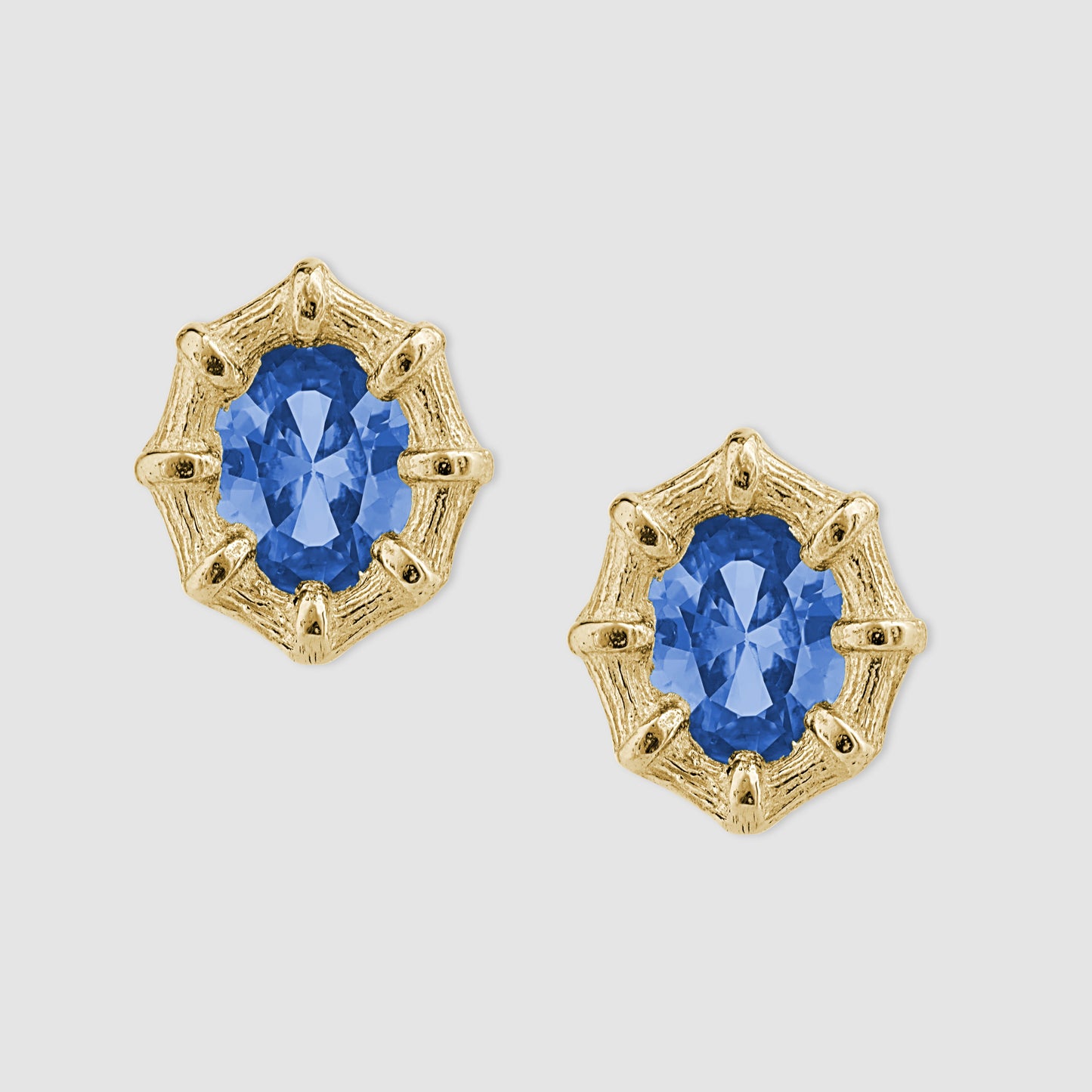 Bamboo Earrings - Blue - Gold