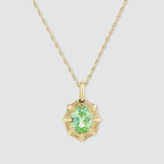 Bamboo Pendant - Green - Gold
