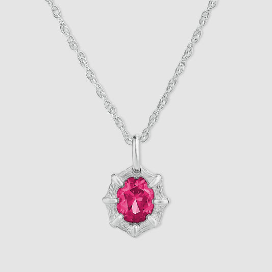Bamboo Pendant - Pink - Silver
