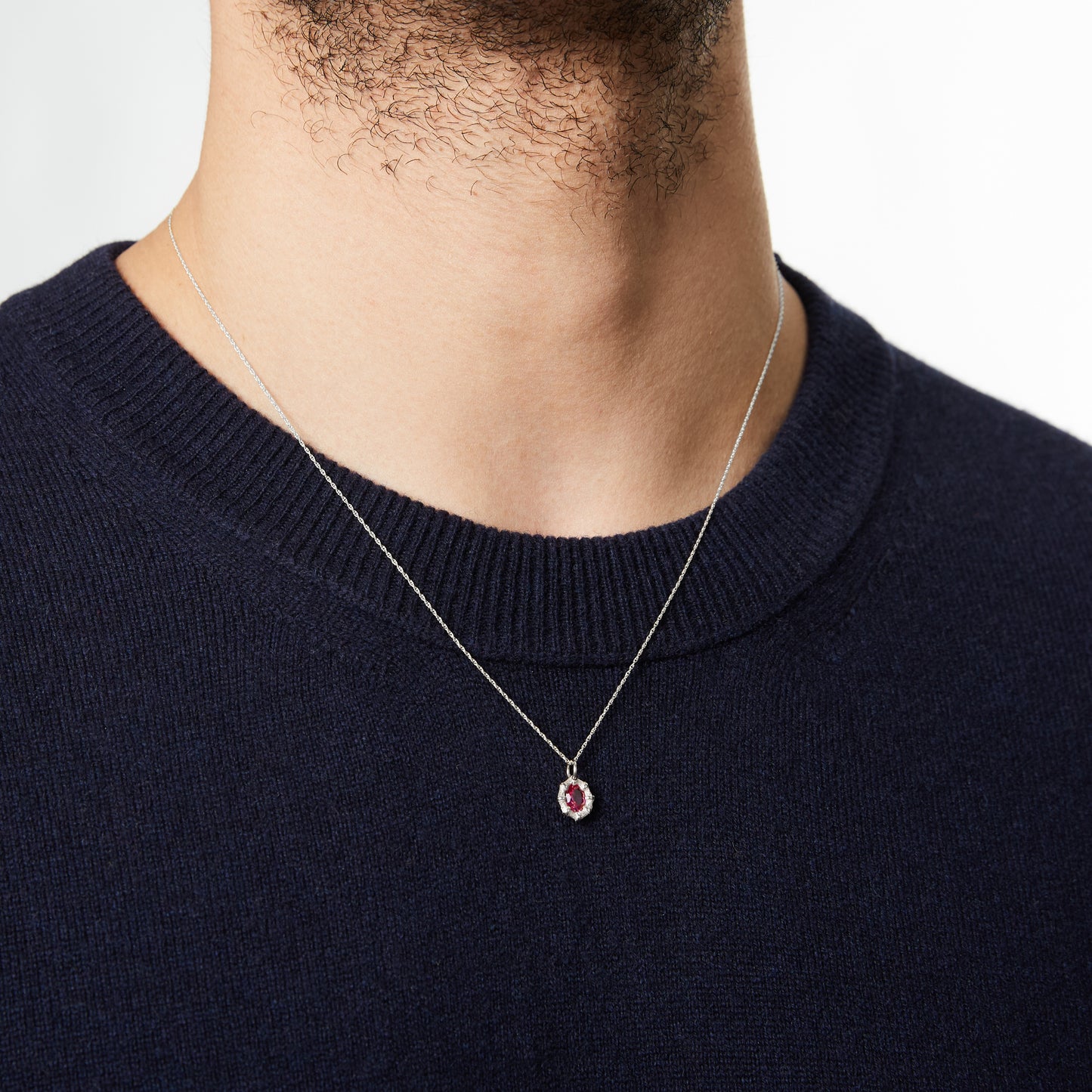 Bamboo Pendant - Pink - Silver