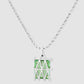 Basket Pendant - Green - Silver