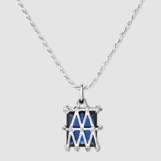 Basket Pendant - Blue - Silver