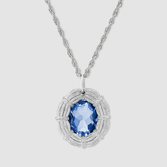 Bound Willow Pendant - Blue - Silver