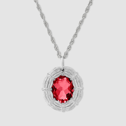 Bound Willow Pendant - Red - Silver