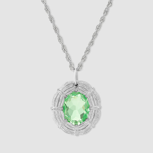Bound Willow Pendant - Green - Silver
