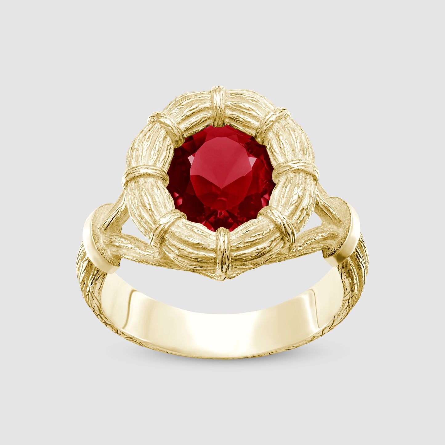 Bound Willow Ring - Red - Gold