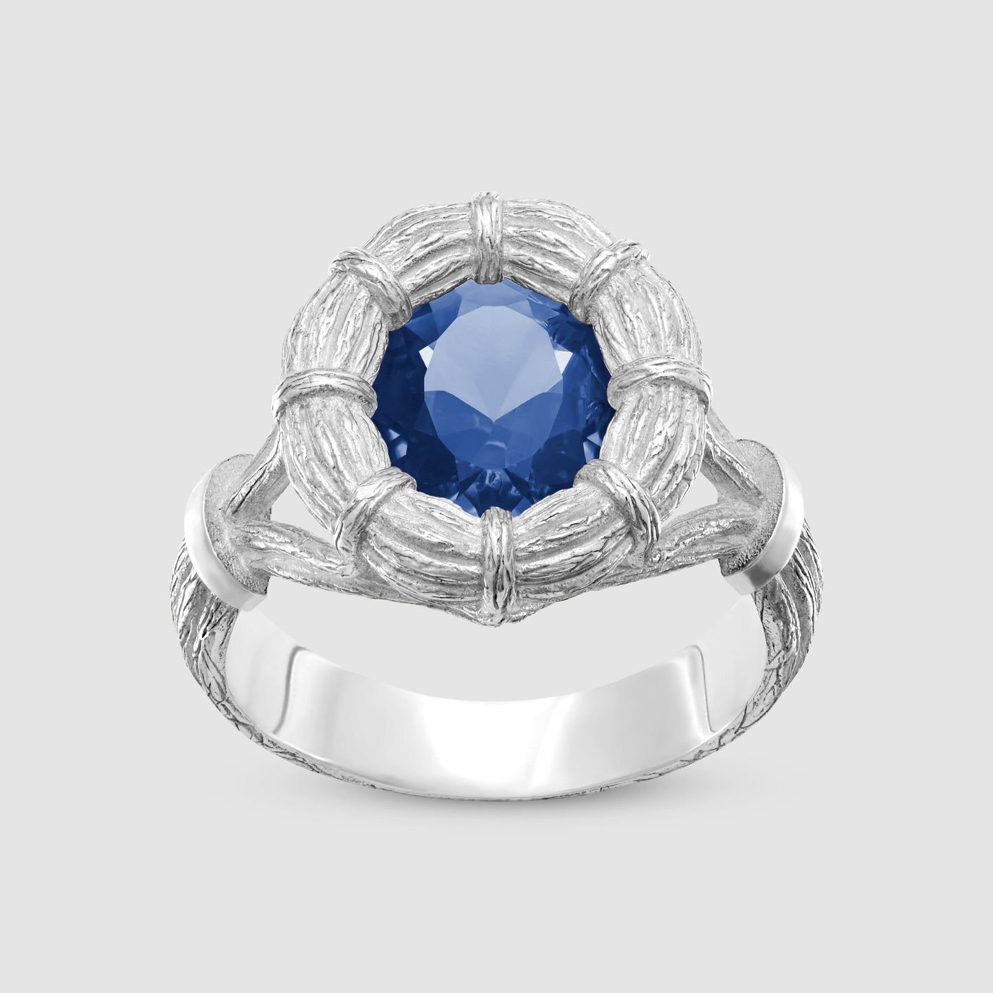 Bound Willow Ring - Blue - Silver