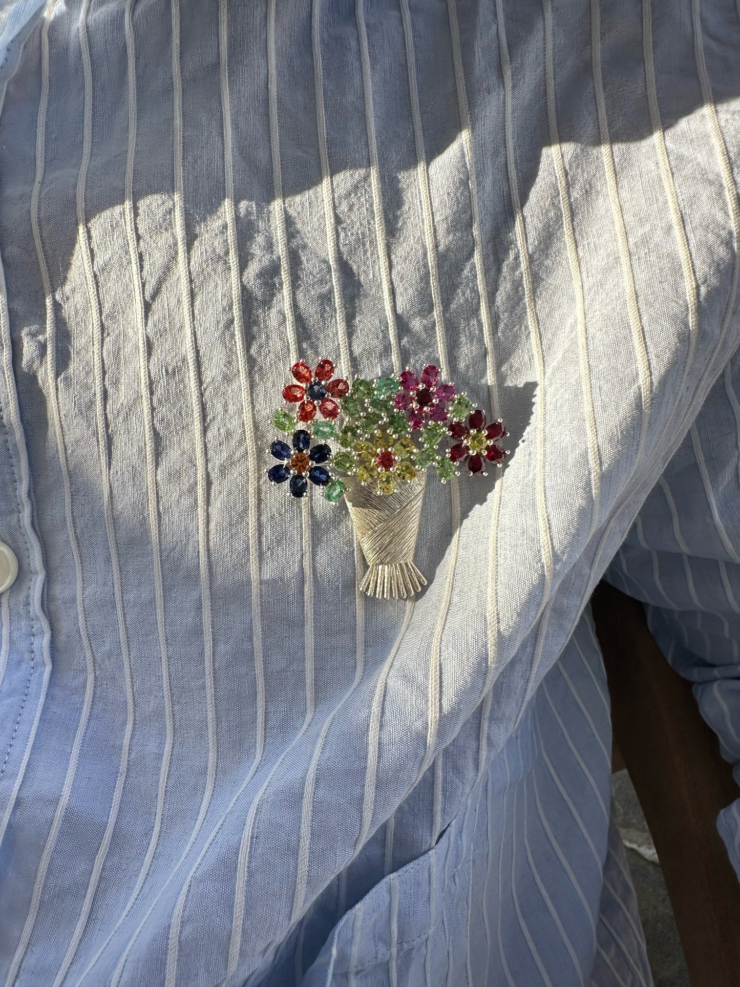 Bouquet Brooch - Multi - Silver