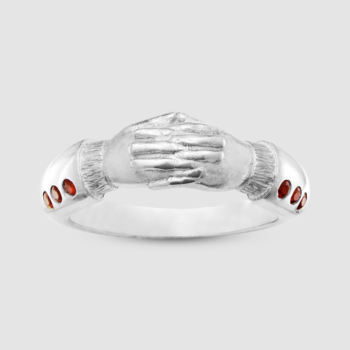 Hands of Thought Ring - Red - Silver
