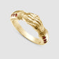 Hands of Thought Ring - Red -  Gold