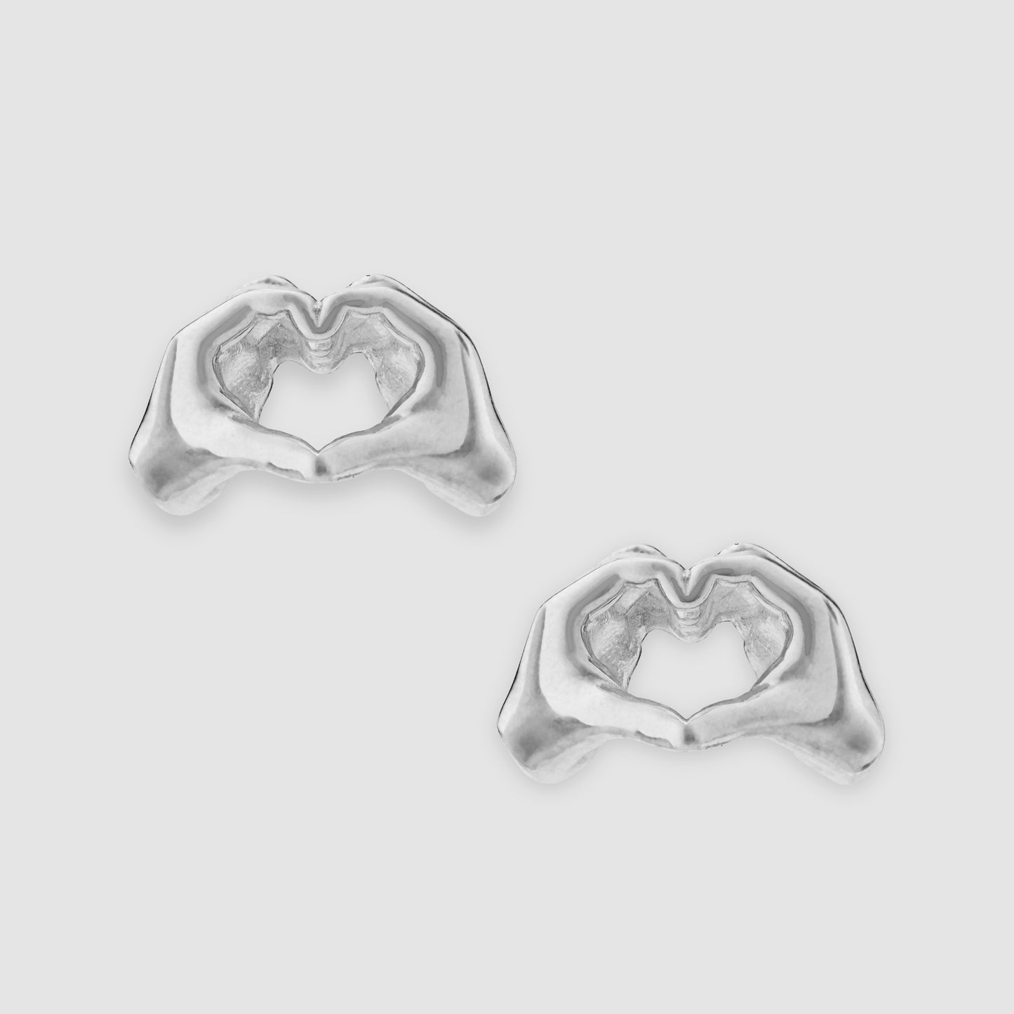 Heart Hands Earrings - Silver