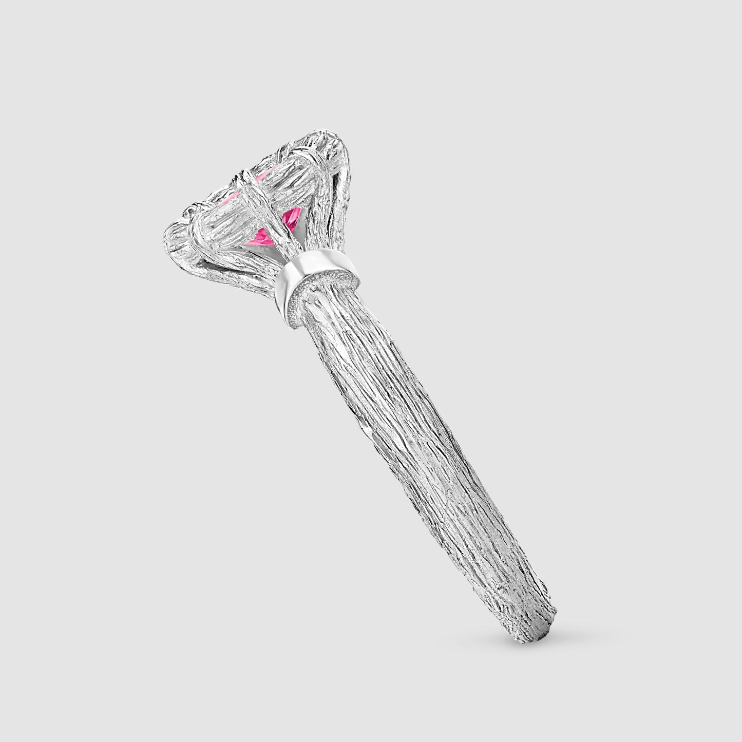 Mini Bound Willow Ring - Pink - Silver