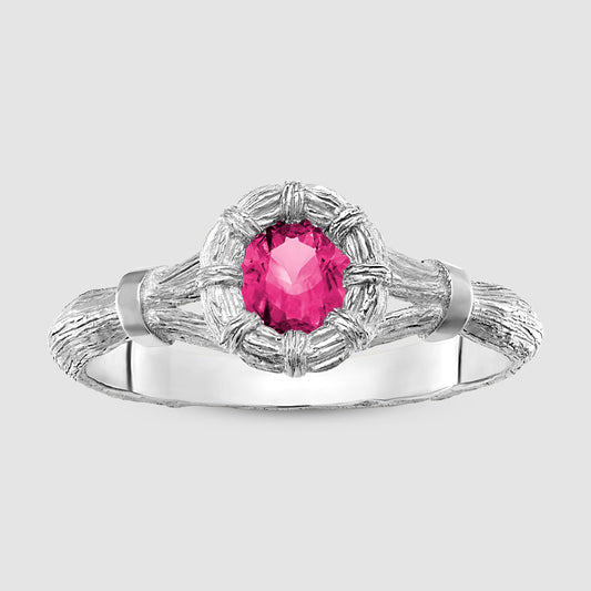 Mini Bound Willow Ring - Pink - Silver