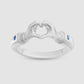 Heart Hands Ring - Blue - Silver