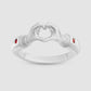 Heart Hands Ring - Red - Silver