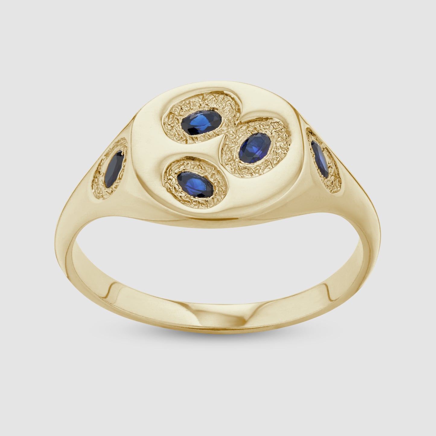 Mini Oval Chloroplast Signet - Blue - Gold