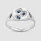 Mini Oval Chloroplast Signet - Blue - Silver