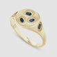 Mini Oval Chloroplast Signet - Blue - Gold