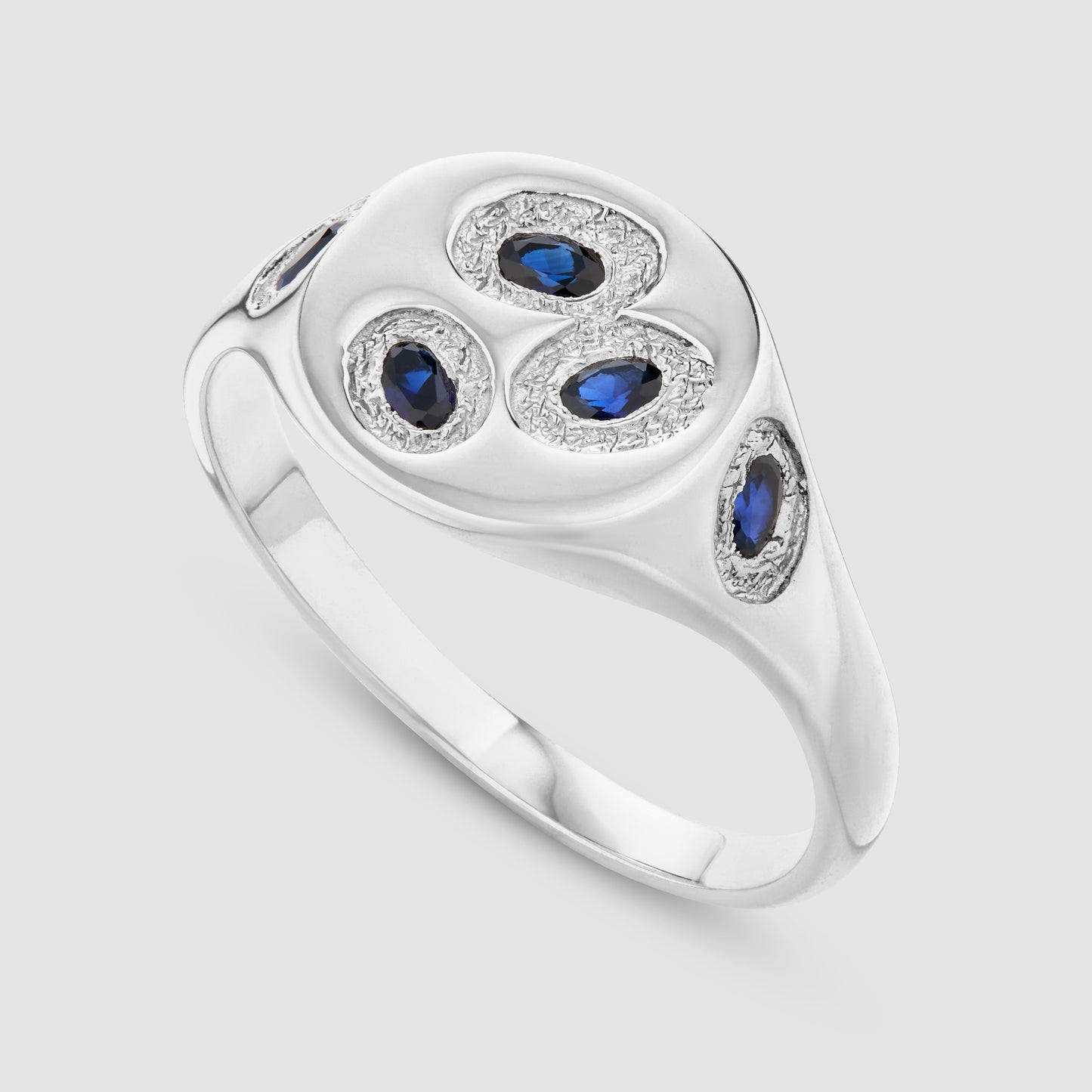 Mini Oval Chloroplast Signet - Blue - Silver
