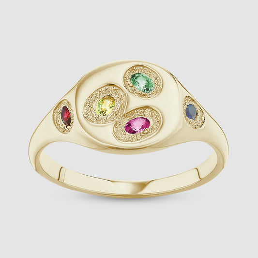 Mini Oval Chloroplast Signet - Multi - Gold