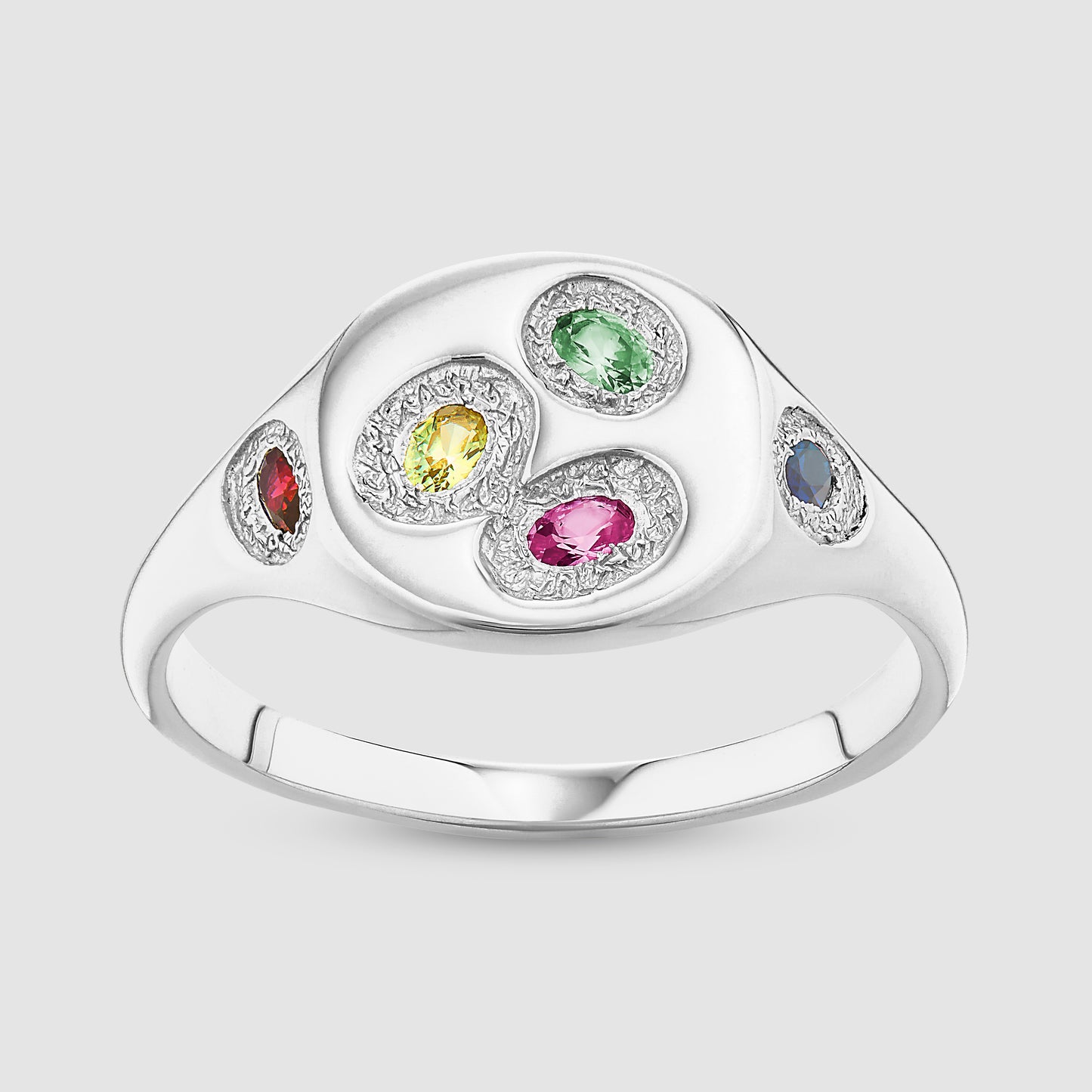 Mini Oval Chloroplast Signet - Multi - Silver
