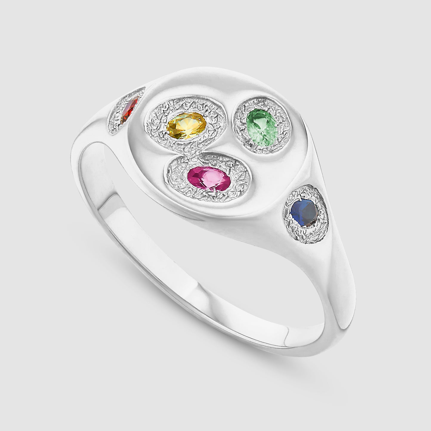 Mini Oval Chloroplast Signet - Multi - Silver