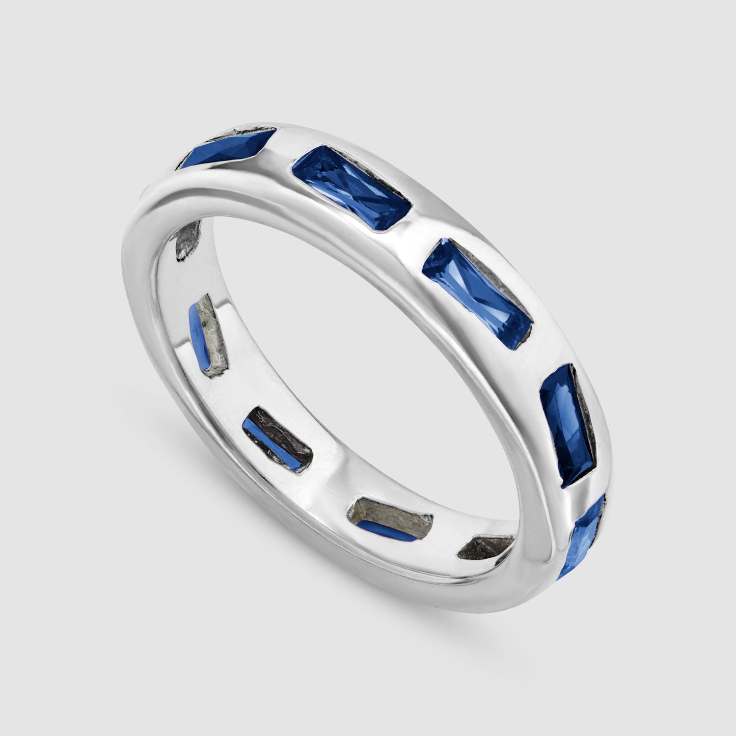 Mini Lotus Ring - Blue - Silver