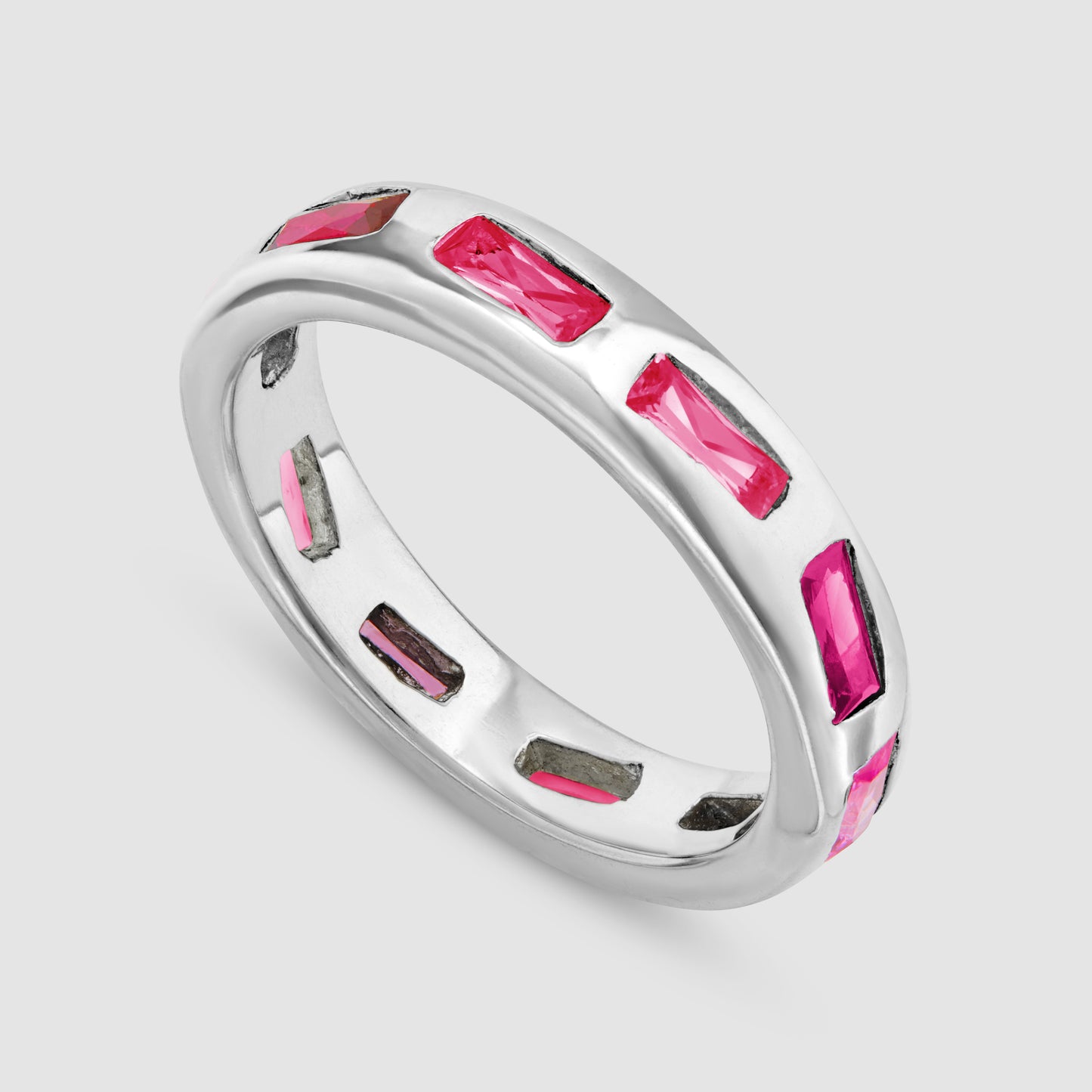 Mini Lotus Ring - Pink - Silver