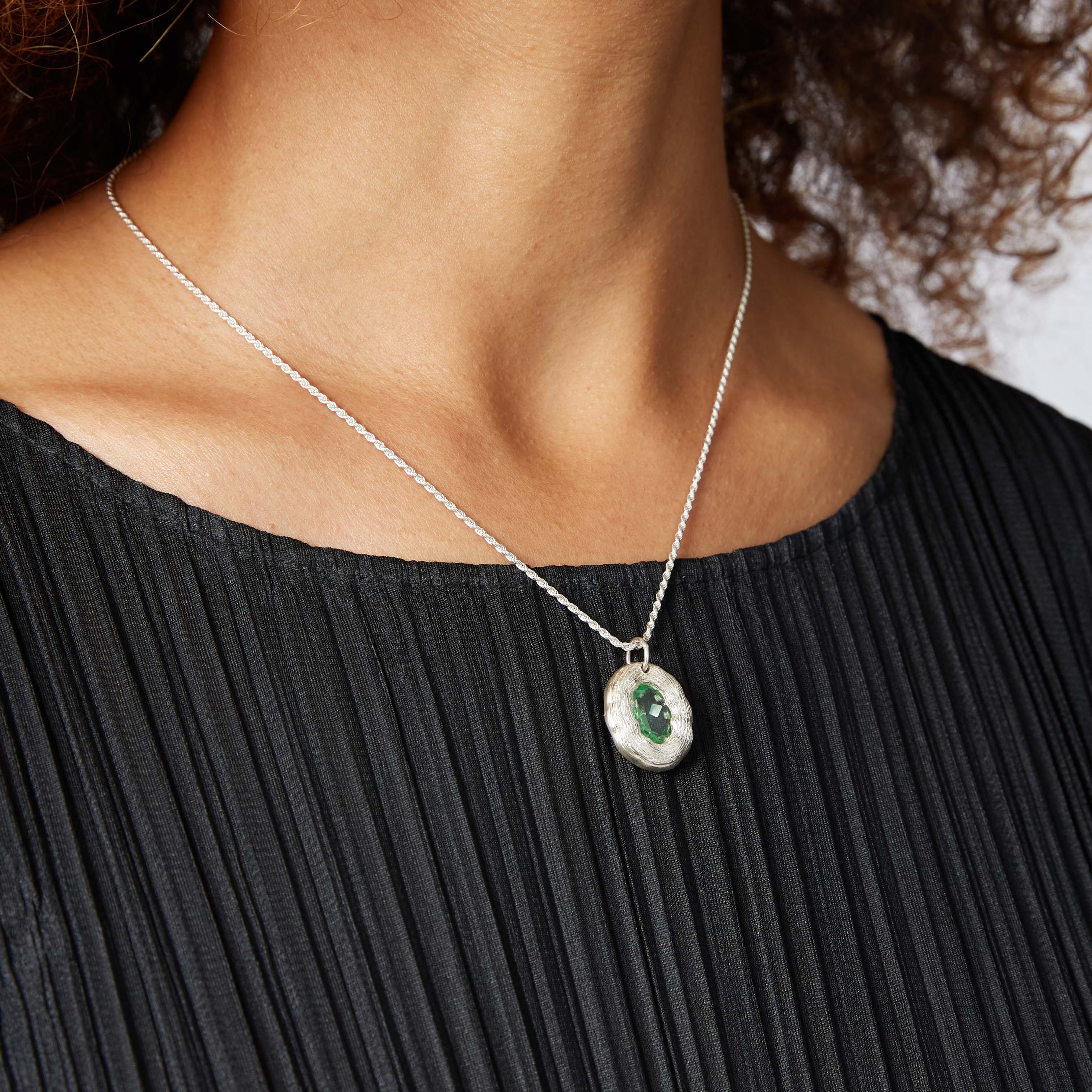Silver mirror on sale charm necklace