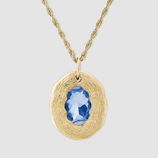 Mirror Pendant - Blue - Gold
