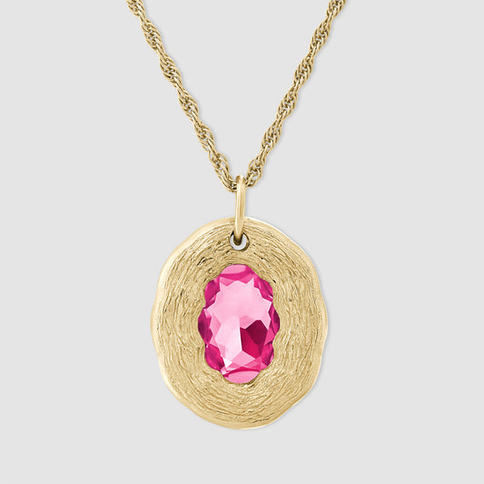 Mirror Pendant - Pink - Gold