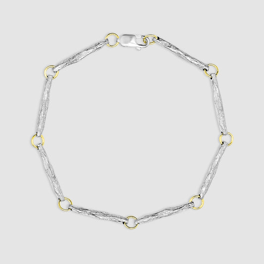 Ashdown Oak Bracelet - Silver With Gold Jump Loops