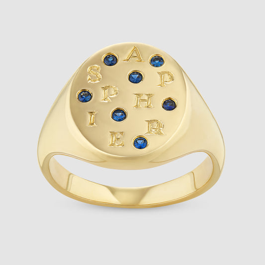 Sapphire Signet - Blue - Gold